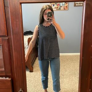 Navy and white striped tank top
